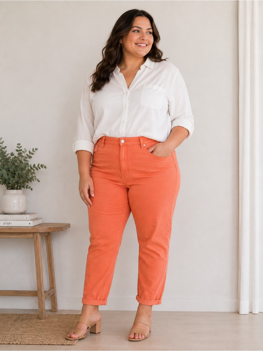 7 For All Mankind Coral High Waist Skinny Ankle Plus Size Statement Denim Jeans